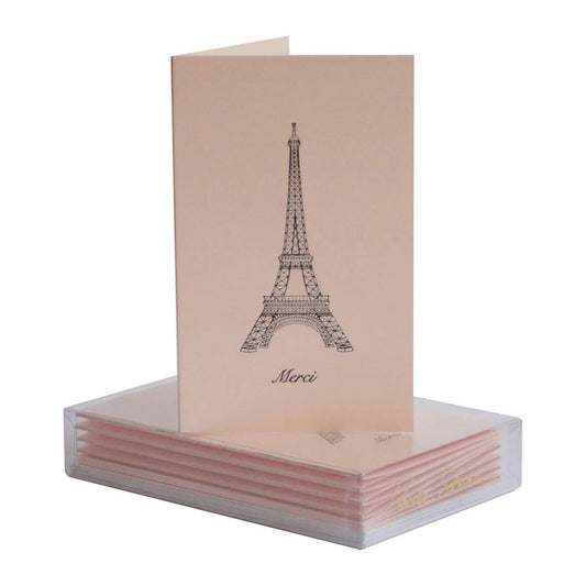 Paula Skene/Mini Card/Eiffel Tower Merci Mini Note - Black on Peach