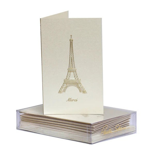 Paula Skene/Mini Card/Eiffel Tower Merci Mini Note - Gold on Champagne
