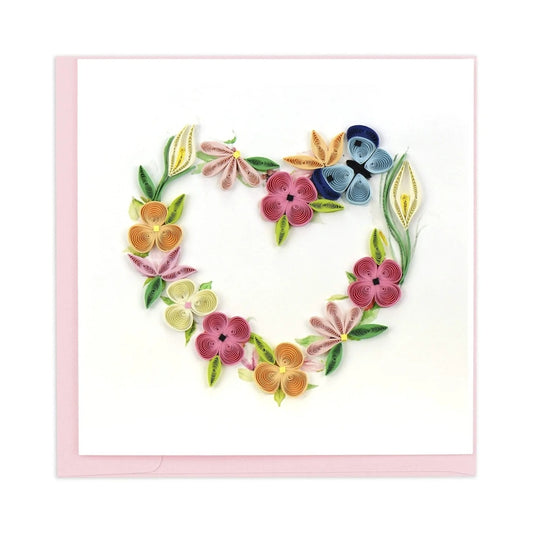 Quilling Card/グリーティングカード/Floral Heart Wreath