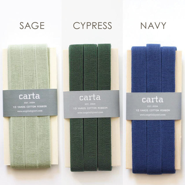 Studio Carta/Cotton Ribbon/Loose Weave Cotton Ribbon -Wood Paddle 10 Yards 10 colors in total