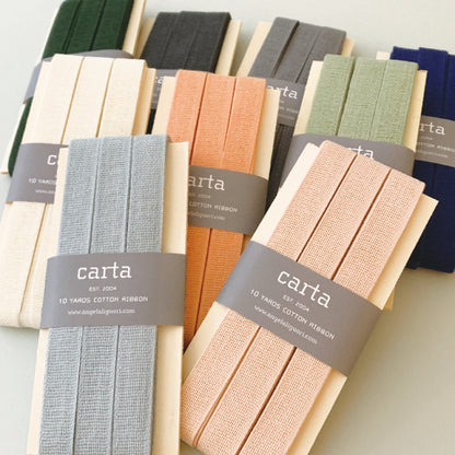 Studio Carta/Cotton Ribbon/Loose Weave Cotton Ribbon -Wood Paddle 10 Yards 10 colors in total