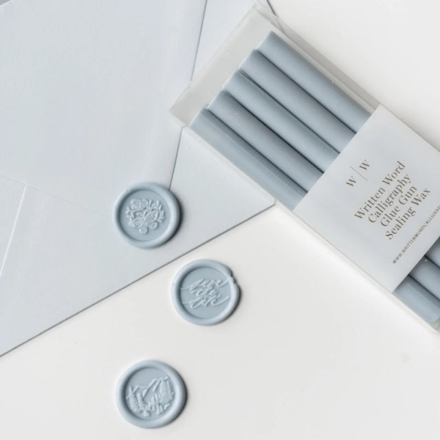 Written Word Calligraphy/Dusty Blue Glue Gun Sealing Wax