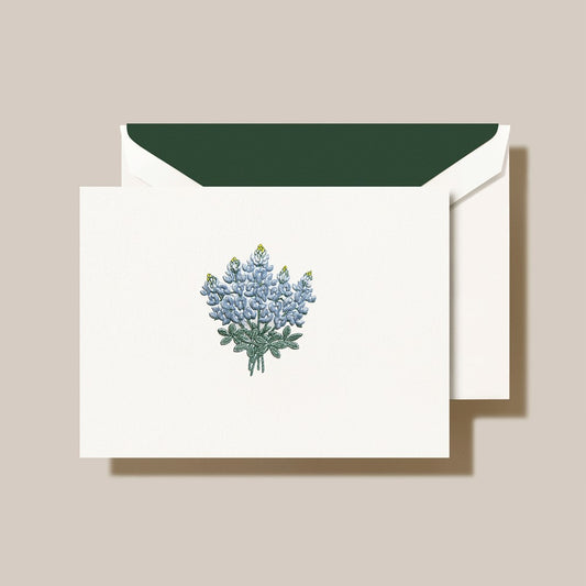 Crane/ボックスカード/Folded Engraved Bluebonnets Note