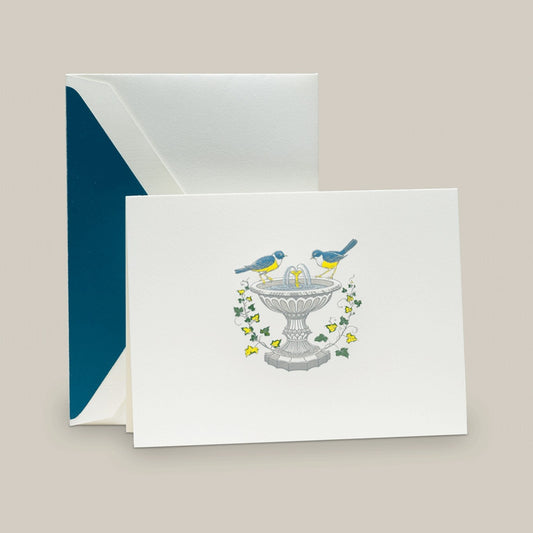 Crane/ボックスカード/Engraved Birdbath Notes（10 Cards / 10 Envelopes）