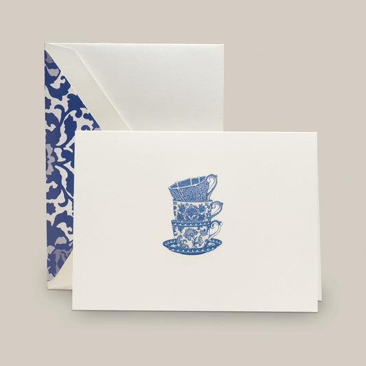 Crane/ボックスカード/Engraved Tea Cups Notes（10 Cards / 10 Envelopes）