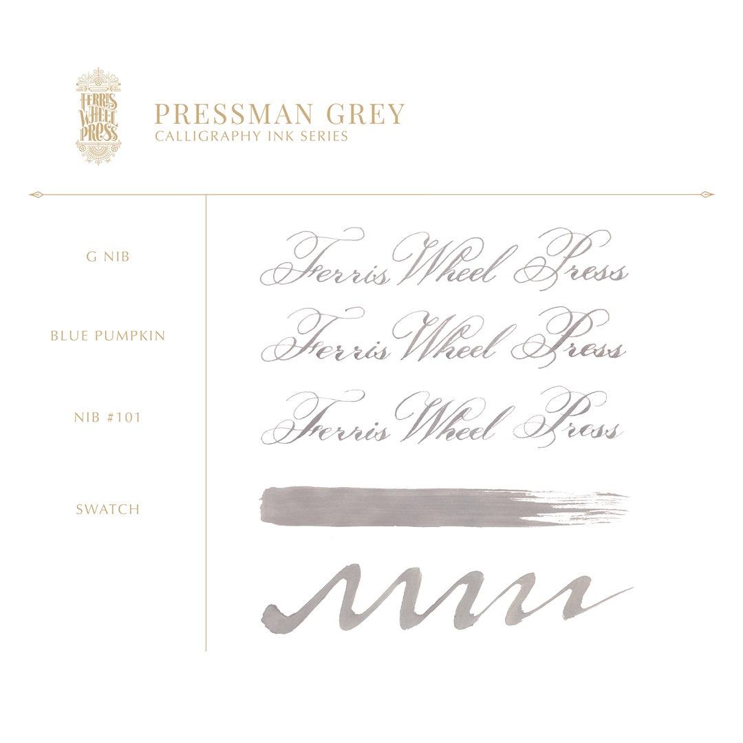 Ferris Wheel Press/Calligraphy Ink/Fanciful Events Collection - Pressman Grey 28ml