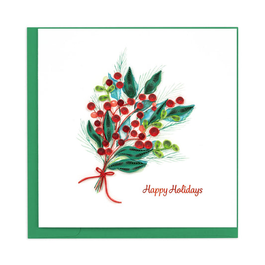 Quilling Card/グリーティングカード/Holly Berry Bunch