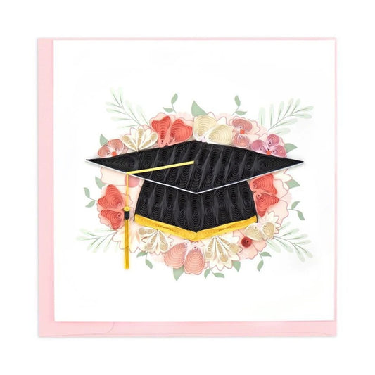 Quilling Card/グリーティングカード/Floral Mortar Board