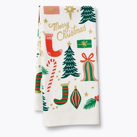 Rifle Paper/Kitchen Cloth/Holiday Tea Towel - Christmas Hall