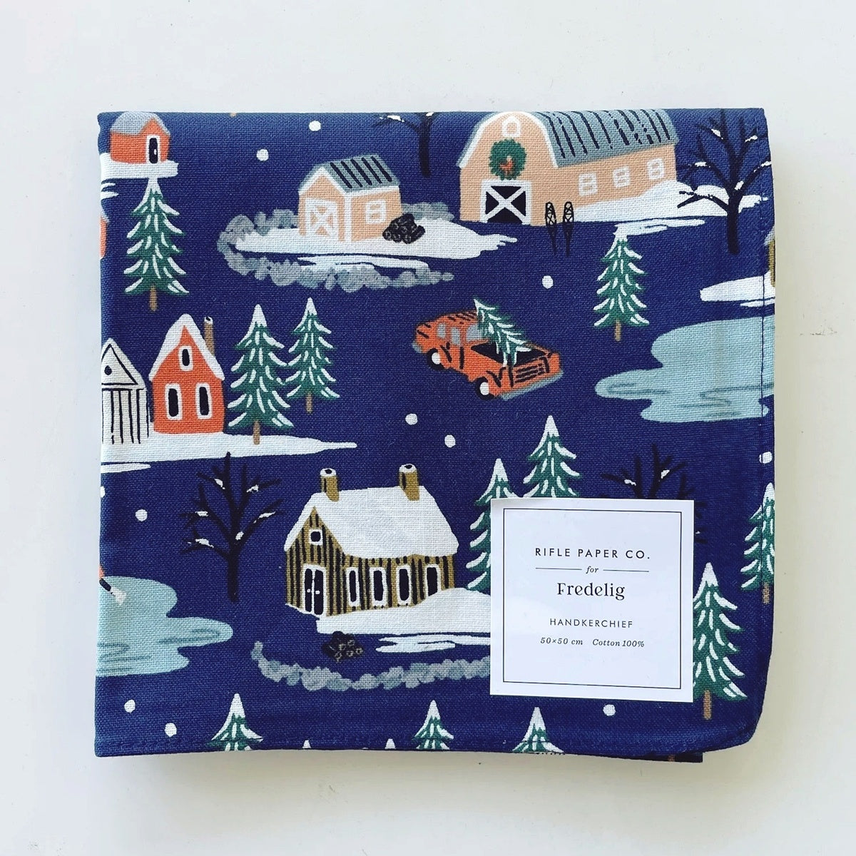 Rifle Paper/Handkerchief/Holiday Village - Navy