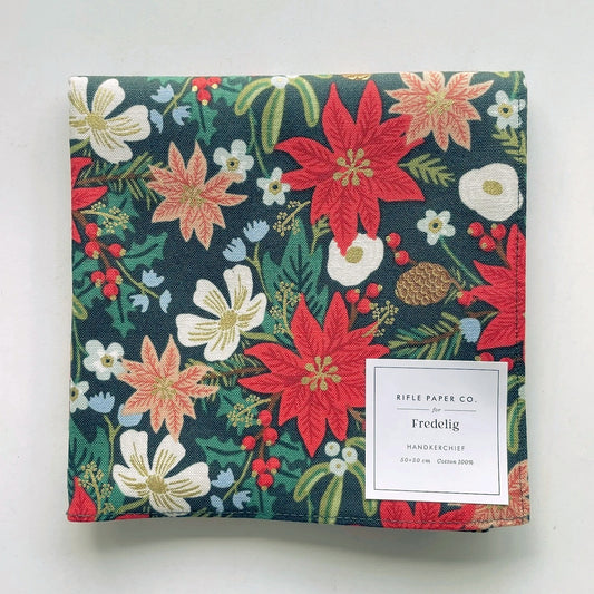 Rifle Paper/Handkerchief/Poinsechia Bouquet - Green