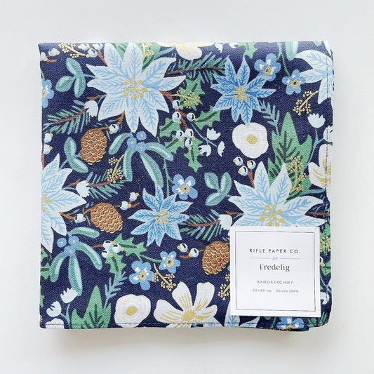 Rifle Paper/Handkerchief/Poinsechia Bouquet - Navy