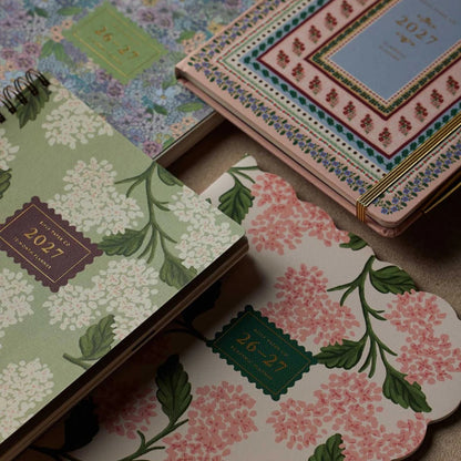 【事前受注販売】Rifle Paper/ダイアリー/2027 12-Month Softcover Spiral Planner - Sage Hydrangea