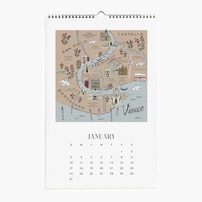 【事前受注販売】Rifle Paper/カレンダー/2027 Wall Calendar - Travel Sketches