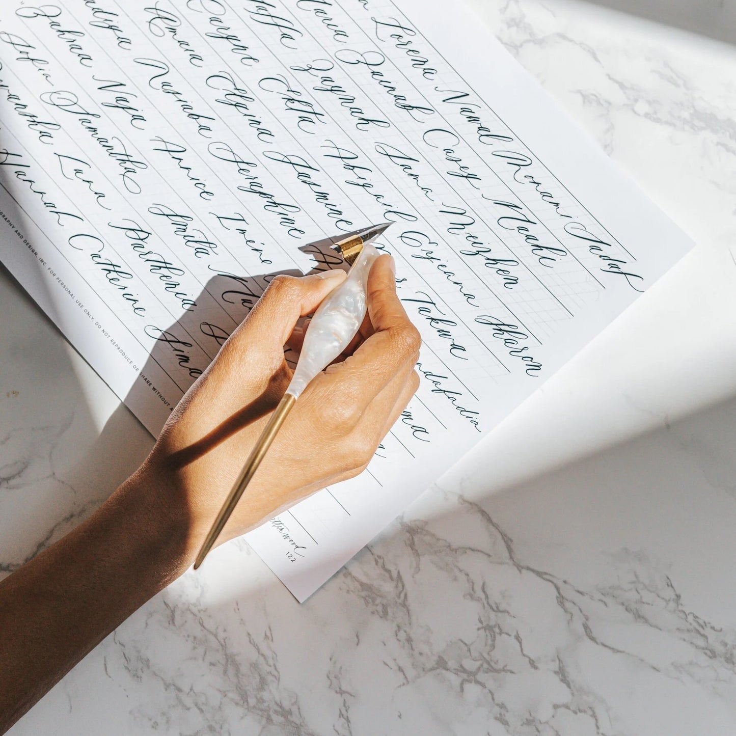 Written Word Calligraphy/カリグラフィーホルダー/Pen Holder Rose Quartz Oblique